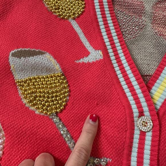 Queen of Sparkles Wine Glass Cardigan Sweater - Picture 7 of 13